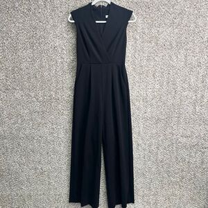 Calvin Klein Jumpsuit Women’s 2 Black Faux Wrap V-Neck Sleeveless